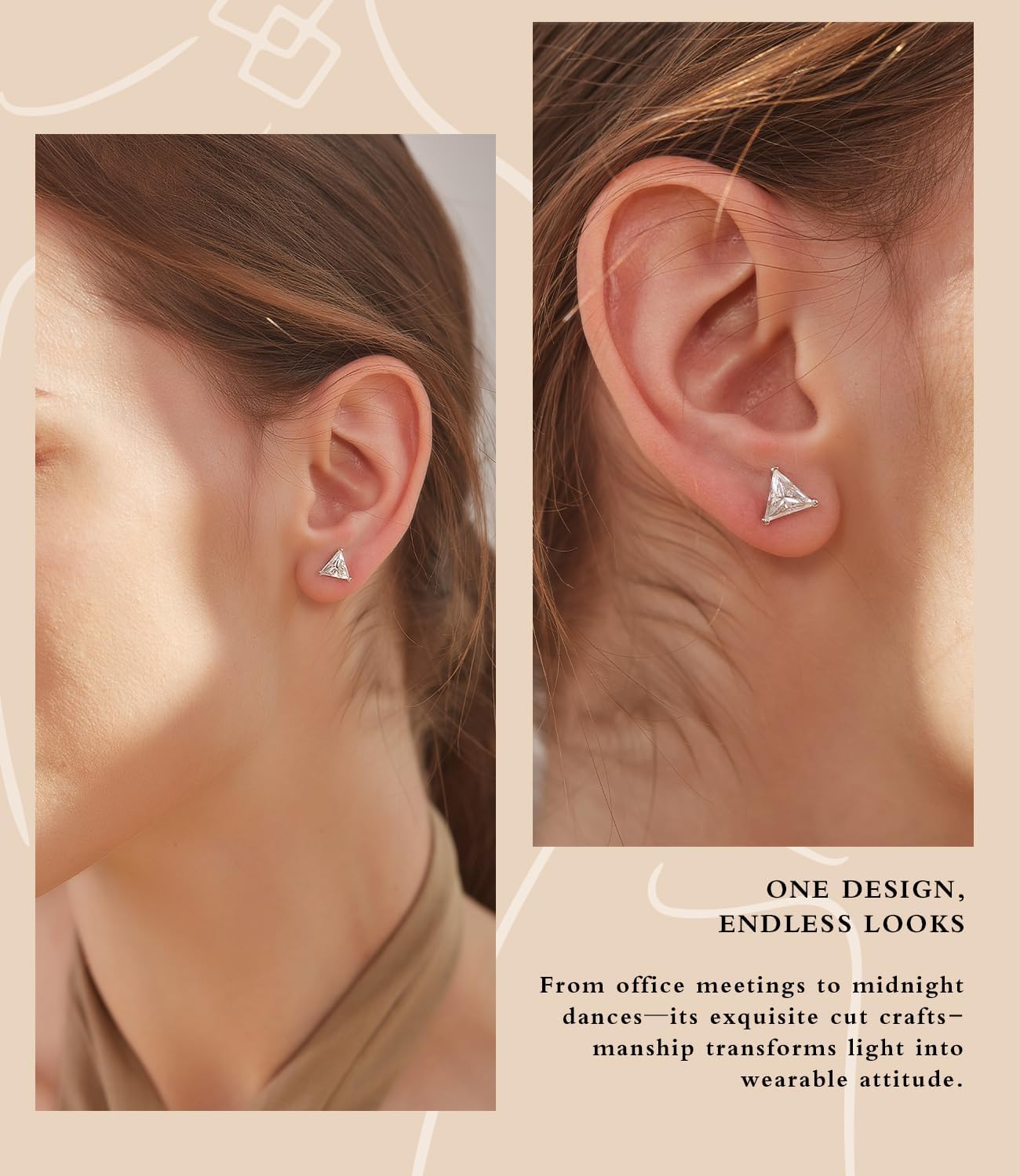 "STUNNING FLAME" Trillion-cut/Cushion-cut/Emerald-cut/Marquise-cut ... 18K White Gold Plated Sterling Silver Cubic Zirconia Simulated Diamond Stud Earrings for Women - Image 5