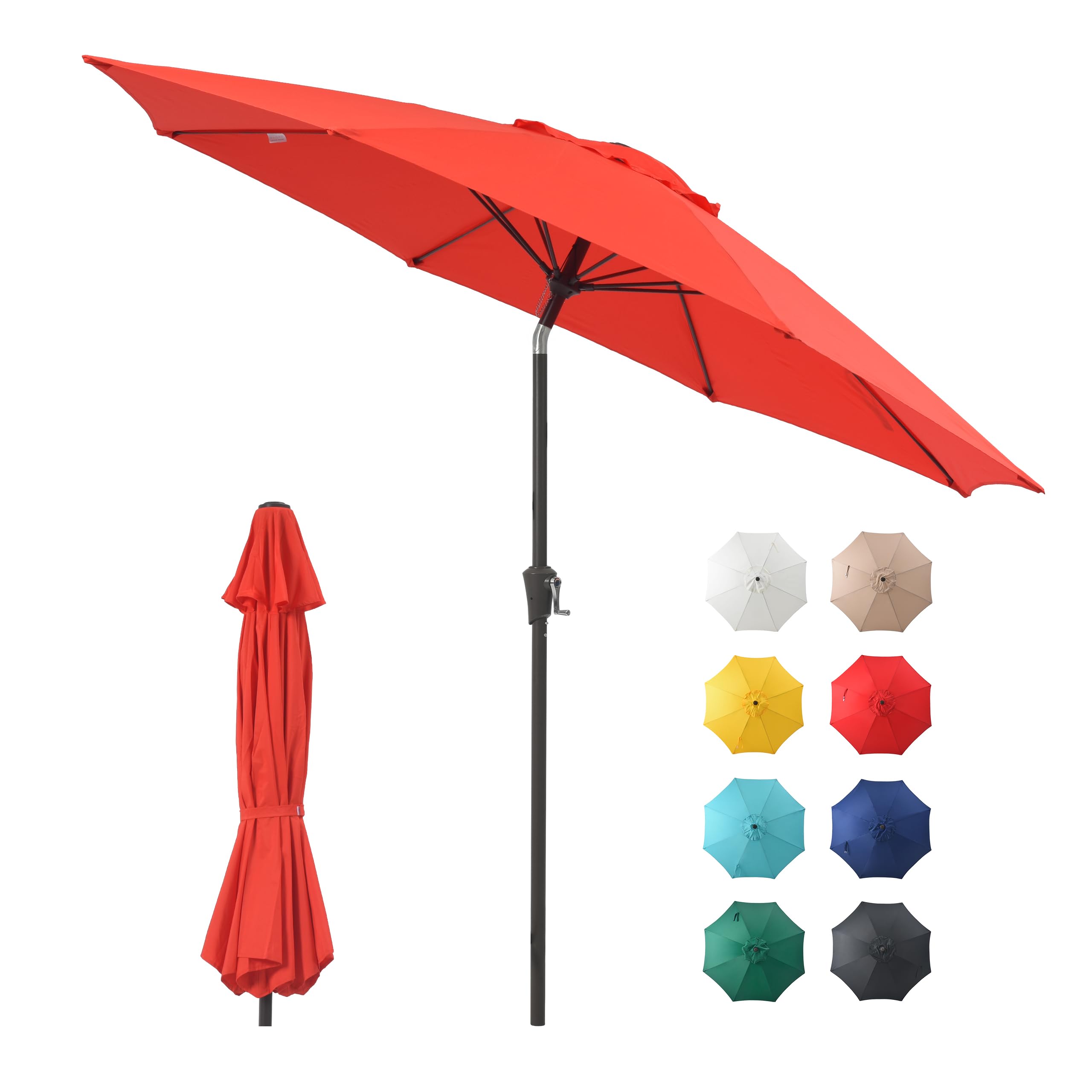 SOMEET Patio Umbrella Outdoor 9FT - Patio Table Umbrella with Push Button Tilt and Crank UV Protection Waterproof Pool Umbrella for Market Terrace Beach Garden Deck Backyard Outdoor Restaurant Orange