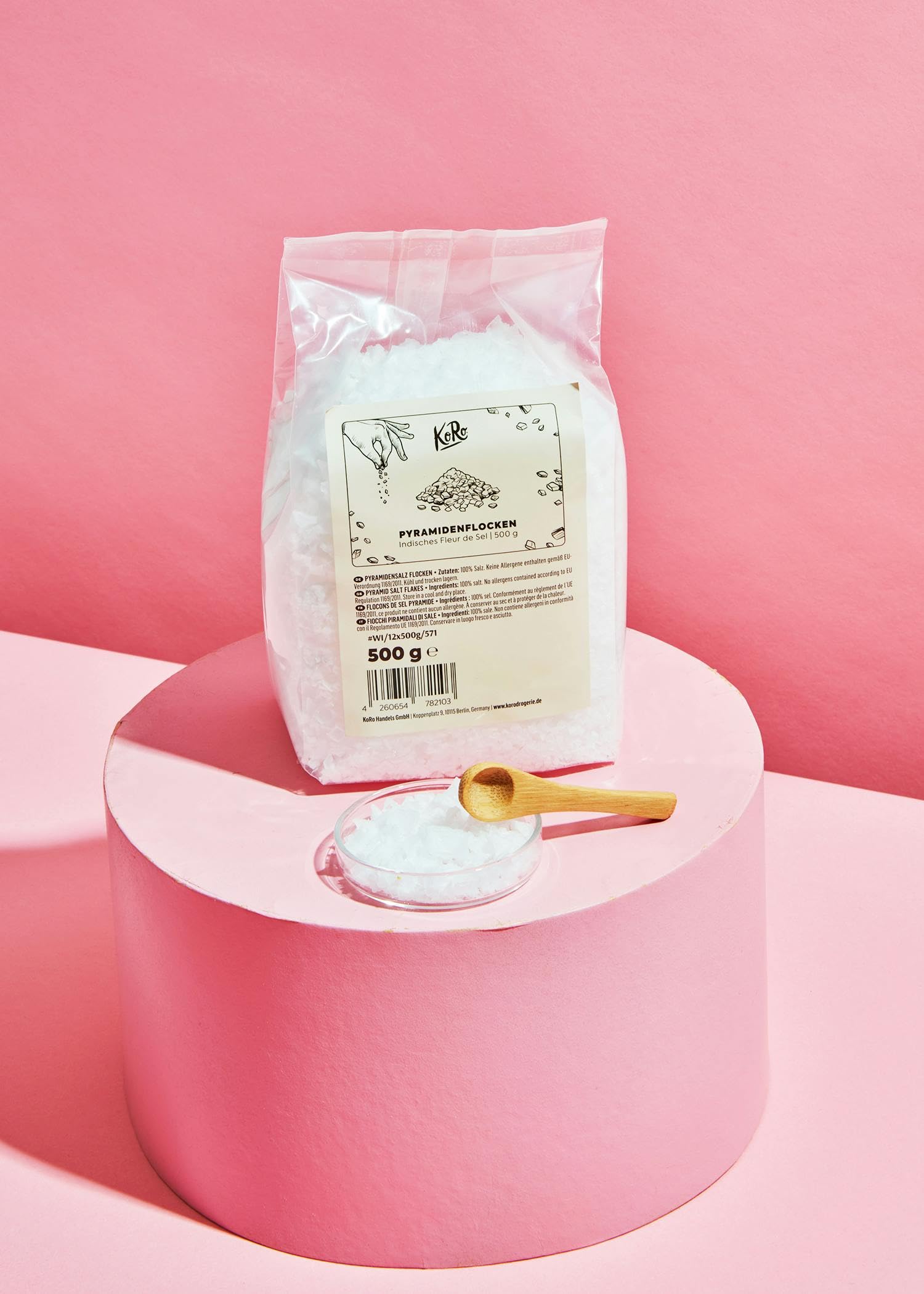 KoRo - Fleur de sel pyramide 500 g - Flocons de soleil pour affiner les plats de toutes sortes
