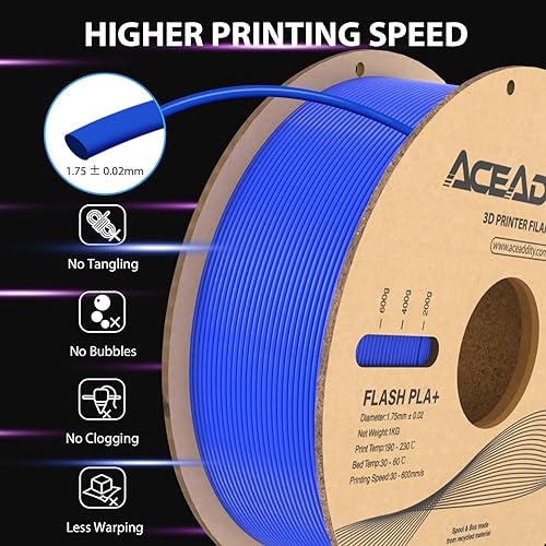 Miniatura 2 de Filamento PLA+ de 0.069 pulgadas, filamento de impresora 3D Flash PLA de alta velocidad, precisión dimensional +- 0.001 in, filamento de impresión