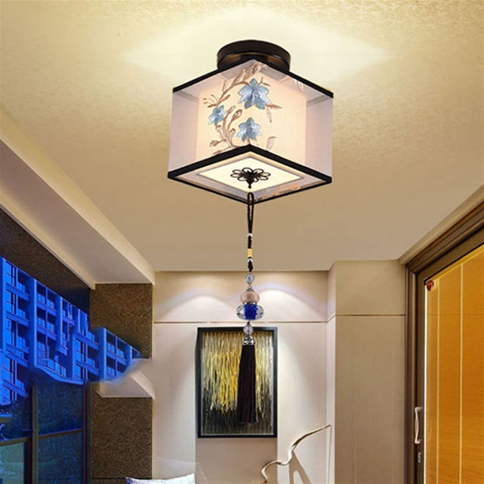 Plafonnier LED style chinois idéal pour harmoniser et éclairer les couloirs sombres