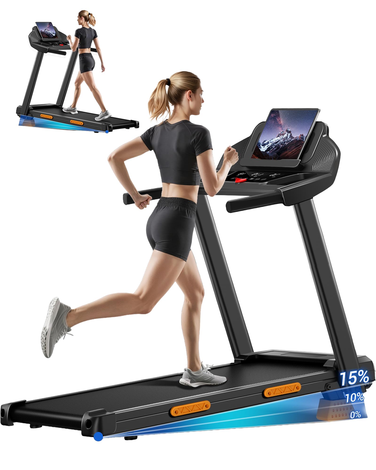 LONTEK Cinta de Correr Plegable con Inclinación 9% | Cinta de Andar Plegable 12KM/H,Caminadora Electrica para Casa Equipado con un Motor de 3.0 CV y Pantalla LED,136KG