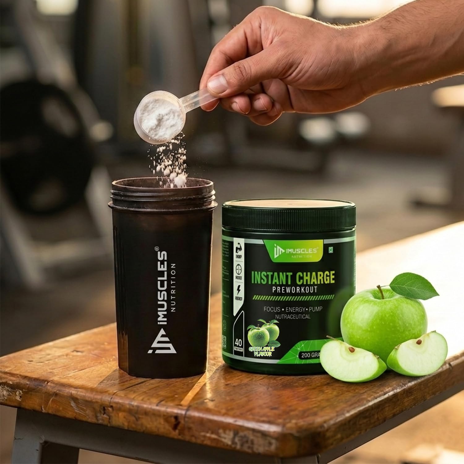 Instant Energy Pre Workout (200gm, 40 Servings, Green Apple) Supplement Powder with Creatine Monohydrate, Arginine, Beta-Alanine, Electrify Muscle Pump, for Men, Women — Amazon image 8