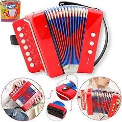 Sanfona Infantil Vermelha com 3 Baixos para Crianças Semi Profissional