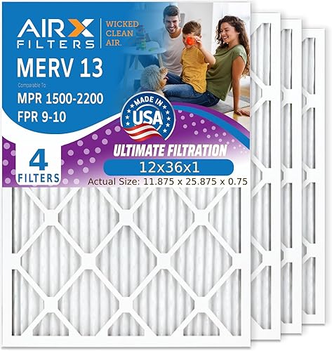 Miniatura 17 de AIRX FILTERS WICKED CLEAN AIR. Filtro de aire acondicionado plisado electrostático MERV 13 de 18 x 20 x 1, paquete de 4 filtros de horno HVAC AC