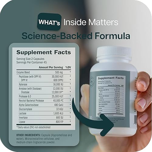 Miniatura 7 de Houston Enzymes TriEnza  Enzimas de amplio espectro para intolerancias digestivas  Apoya la digestión de gluten, caseína, soja, proteínas,