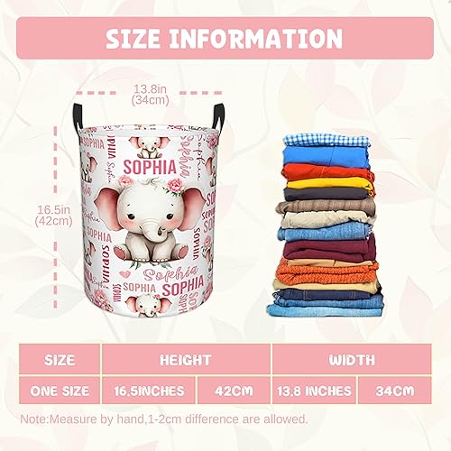 Miniatura 3 de ZOE DAVISON Cestas de lavandería personalizadas de elefante, regalos personalizados de elefante, cesta de lavandería con nombre personalizado para