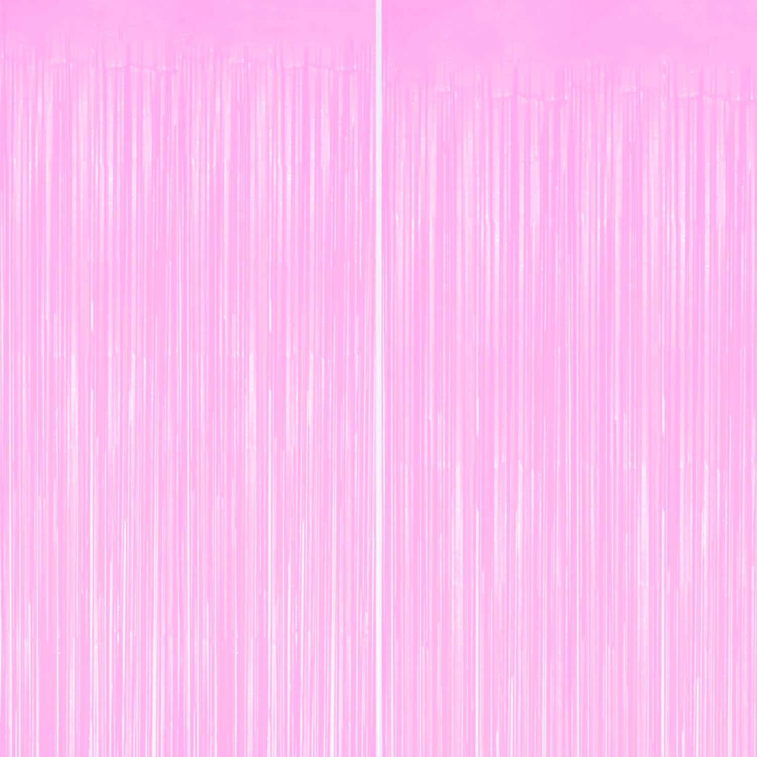 DECOCKRAT 2 Pack Foil Fringe Backdrop - Pastel Pink Shiny Tinsel Curtains for Party Decoration/Photo Booth Props - 3.3x6.6 FT Metallic Foil Backdrop for Birthday, Wedding, Graduation, Christmas.