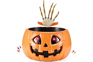 Creepy Halloween Candy Bowl with Animated Skeleton Hand