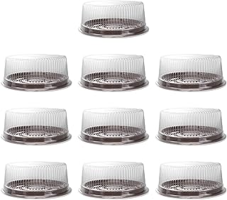 Cabilock Moon Cake Holder 10 Pieces Reusable Round 8 inch Cake Boxes Transparent Pastries Cases Clear Puff Moon Cake Boxes Mini Cupcake Container