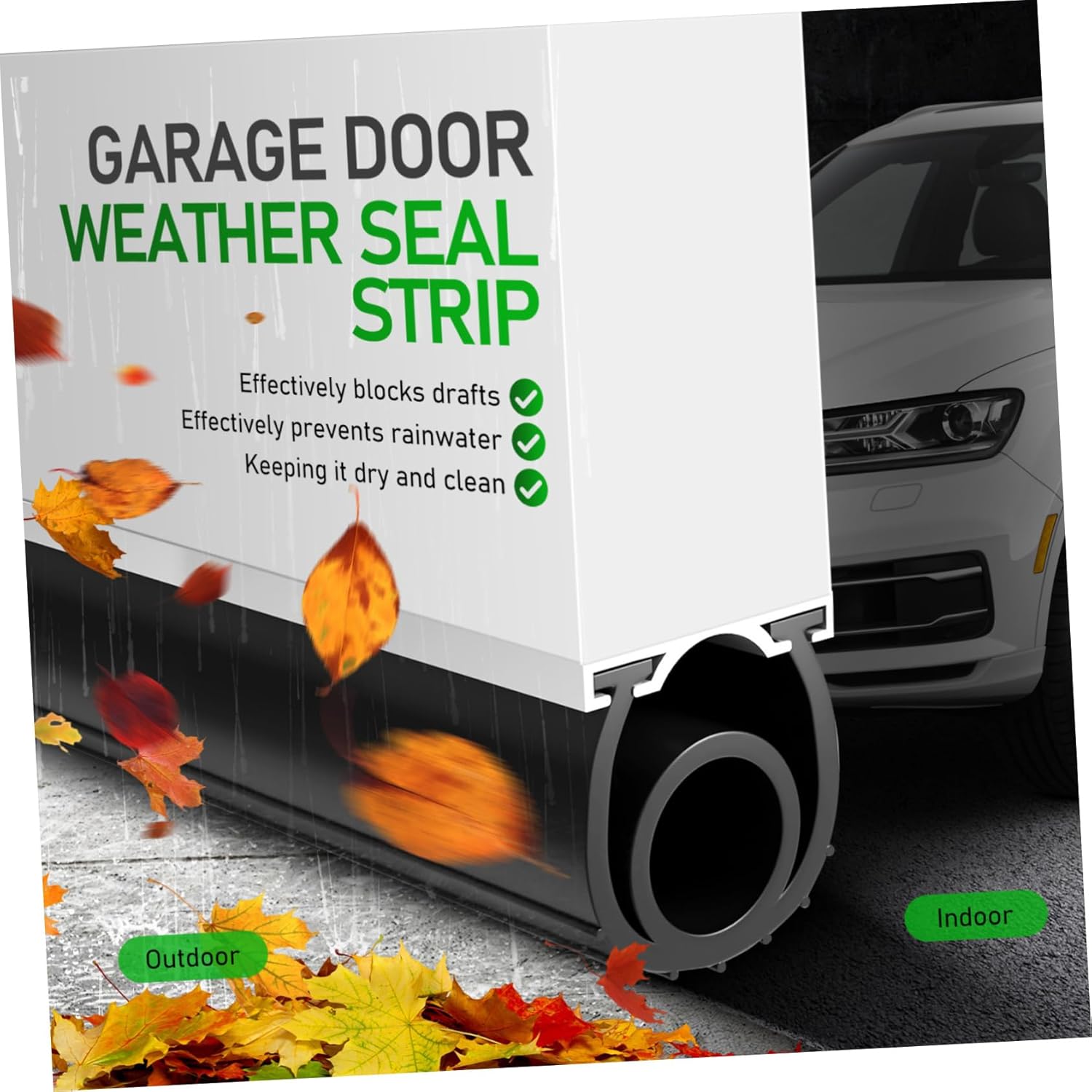 Garage Door Seal Bottom Roll Weatherproof Strip Insulation Kit Epdm Material Easy Install No Tools Needed