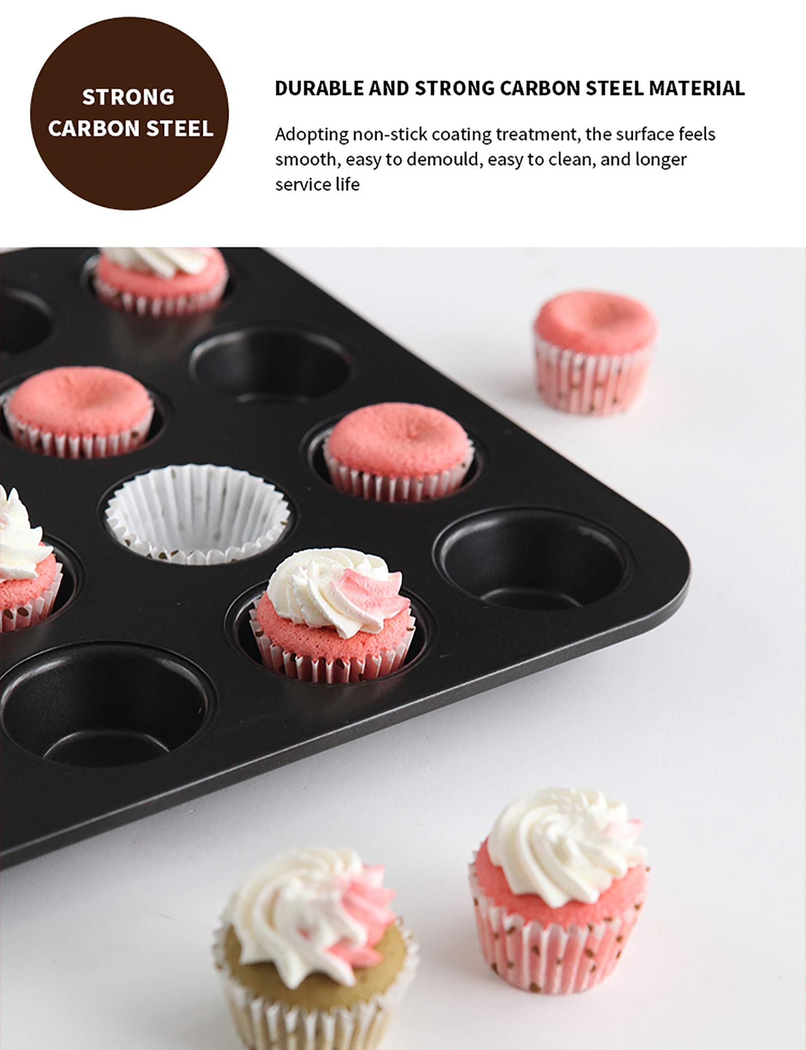 BAtlam Backset, Kuchenformen, Backblech Antihaftbeschichtung, 20 aufeinanderfolgende Tassen Antihaft-Muffin-Kuchenform Backformen Brotform Muffinform Haushaltsbackform
