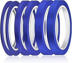AIEX 6 Rotoli Nastro Fine Line, 3/6/12,6 mm Largo Nastri Adesivi Colorati Nastro per Mascheratura Modellismo per Auto Scuola Ufficio Progetti Fai da Te (Blu)