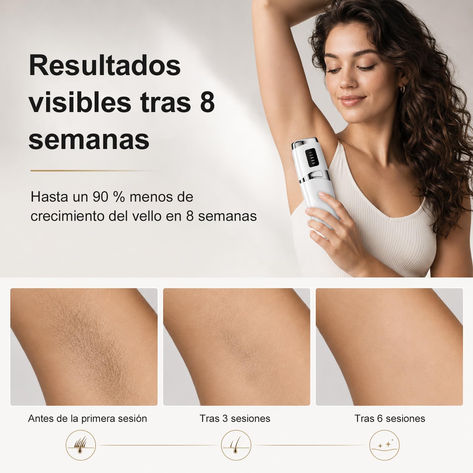 Depiladora Laser con Función de Refrigeración, Depiladora Luz Pulsada con 5 Niveles de Energía, para Mujer y Hombre, Bikini, Axilas, Cara