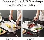 Conseil de coupe de titane - 100% Pure A/B Double-Side Markings Titanium Chopping Board pour la viande, les fruits, les légumes, le pain