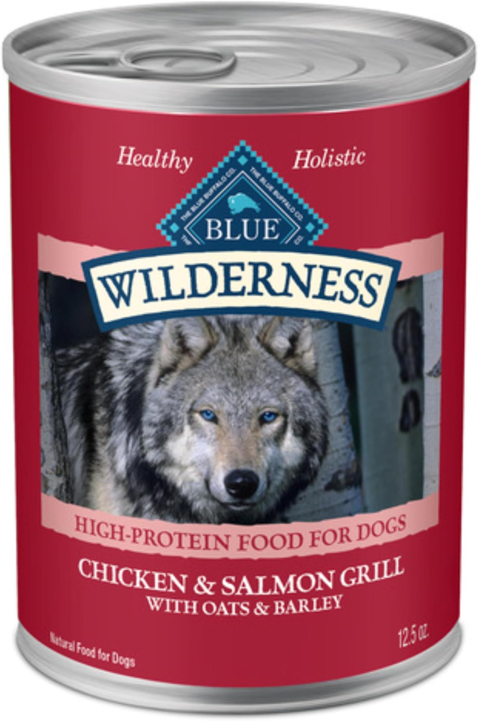 Wilderness High Protein Natural Adult Wet Dog Food Plus Wholesome Grains, Chicken & Salmon Grill 12.5-oz Cans (Pack of 12)