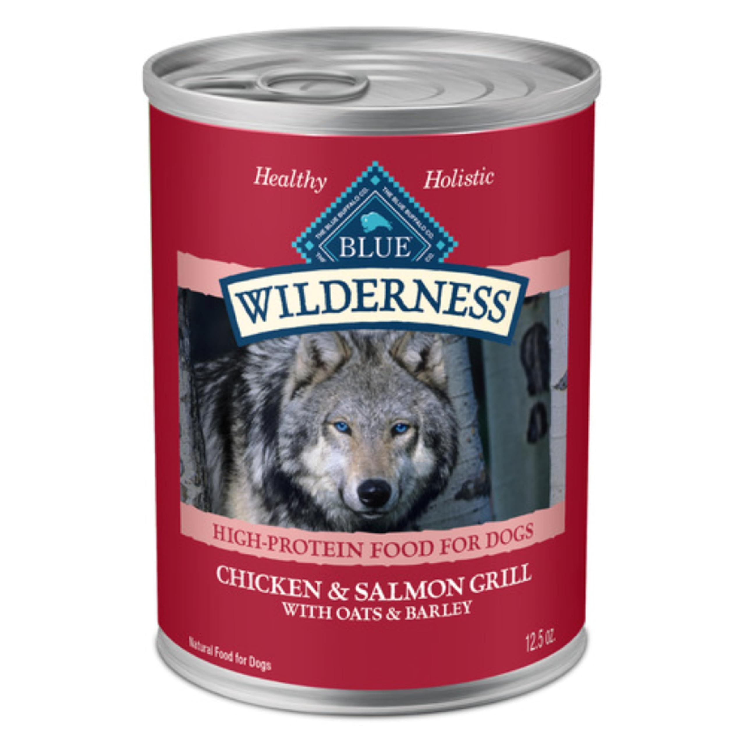 Blue Buffalo Wilderness High Protein Natural Adult Wet Dog Food Plus Wholesome Grains, Chicken & Salmon Grill 12.5-oz Cans (Pack of 12)