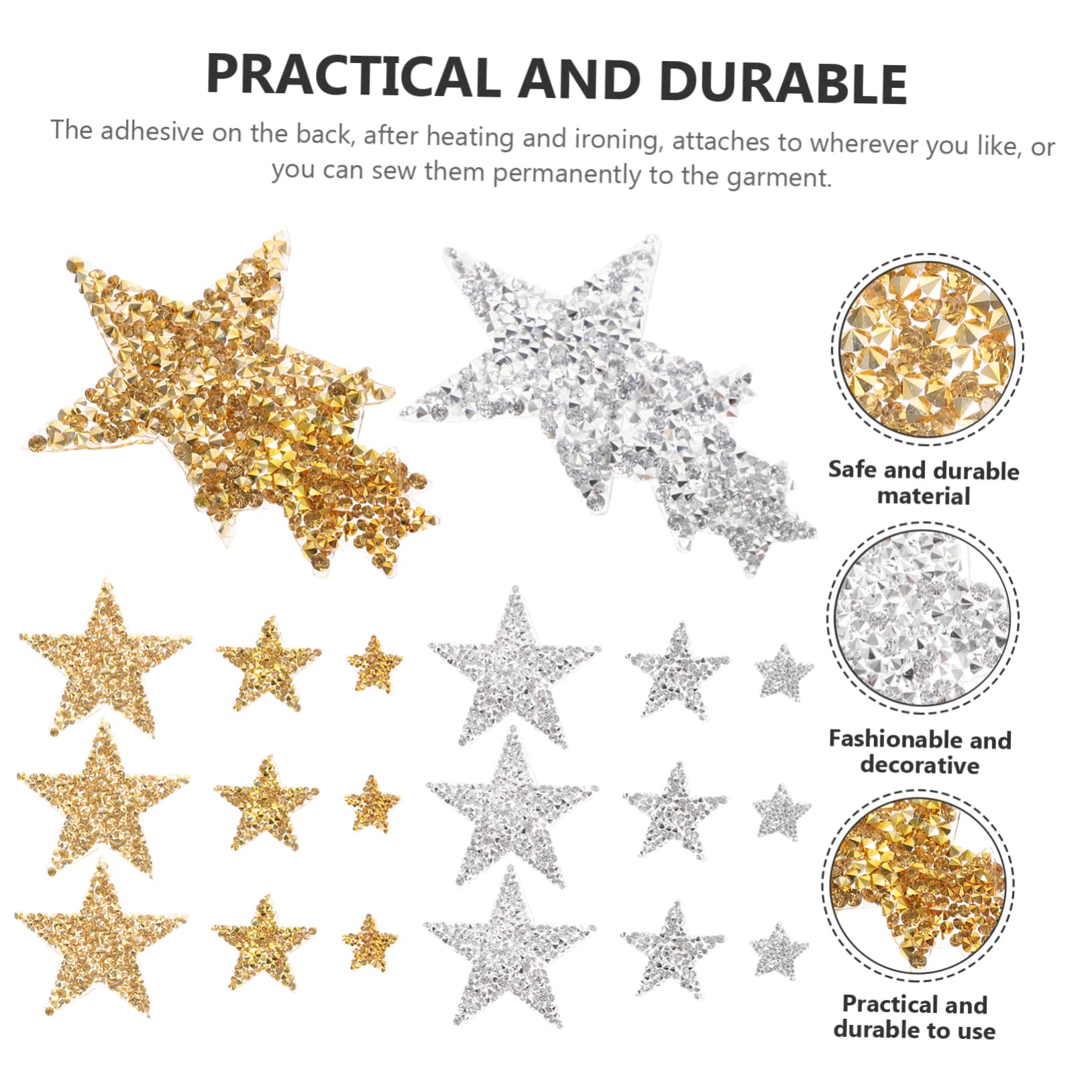 Gadpiparty 3 Set Toppe Decorative Termoadesive Forma Stella Glitterate Per Riparazione Abbigliamento Utili Per Vestiti Borse E Accessori Fai Da Te 30 Pezzi * 3