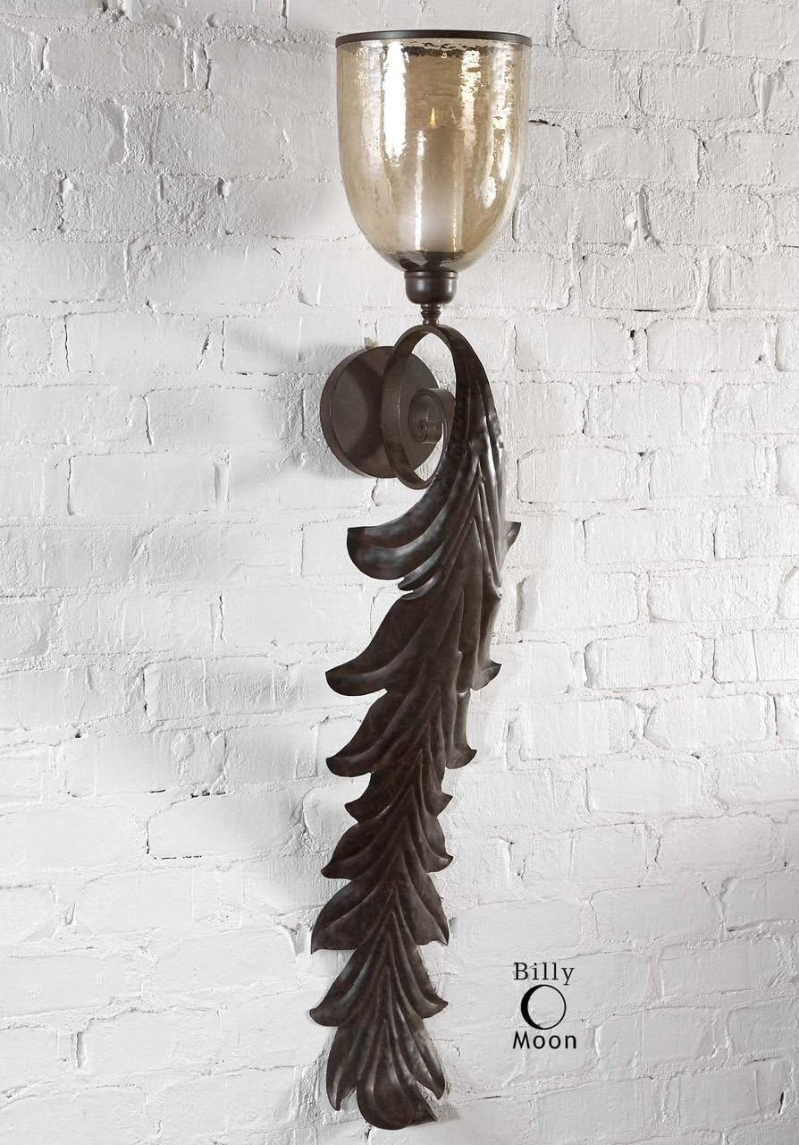 Amazon Com Intelligent Design Tall Acanthus Leaf Baroque Wall Sconce Ornate Candle Holder Home Kitchen