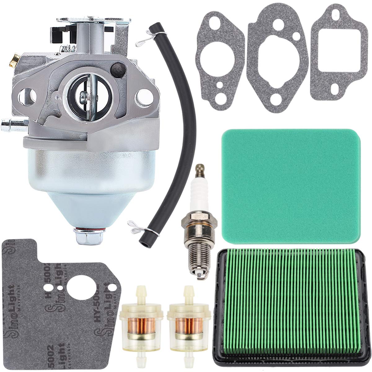 HipaGCV190 Carburetor with Air Filter for Honda GCV 190 GCV190A GCV190LA Engine HRB217 HRX217 HRX217K1 HRX217K2 Lawn Mower 16100-Z0Y-813 Spark Plug