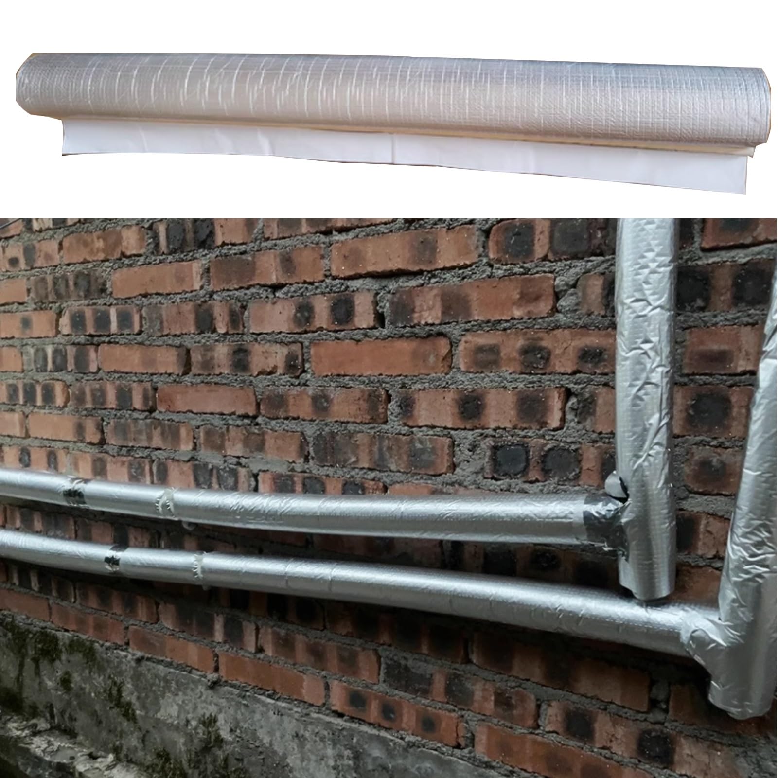 Envoltura de aislamiento de tuberías de espuma con cubiertas de tubo de espuma autoadhesivas y de aluminio para protección en invierno de aspersores y tuberías al aire libre (ID165MM/TH30MM)