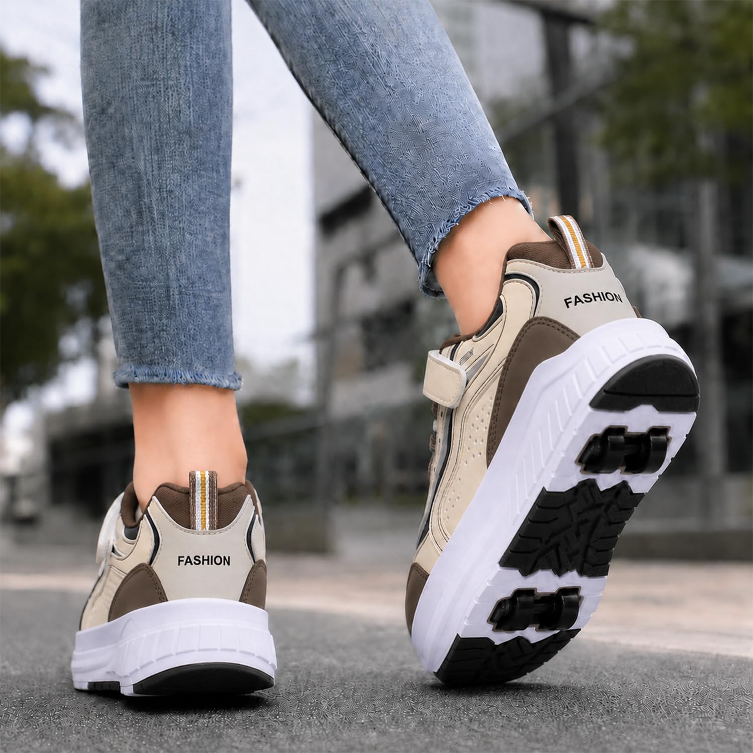 Chaussure à Roulette Garçons Filles, 2 en 1 Chaussures a roulettes Démontage Enfants avec 4 Basket Roller, Patins à roulettes Adolescents pour Intérieur Extérieur