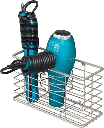 Miniatura 9 de mDesign Farmhouse - Canasta de almacenamiento para secadora de pelo, plancha de pelo, rizador, alisador de pelo, cepillos y herramientas calientes,