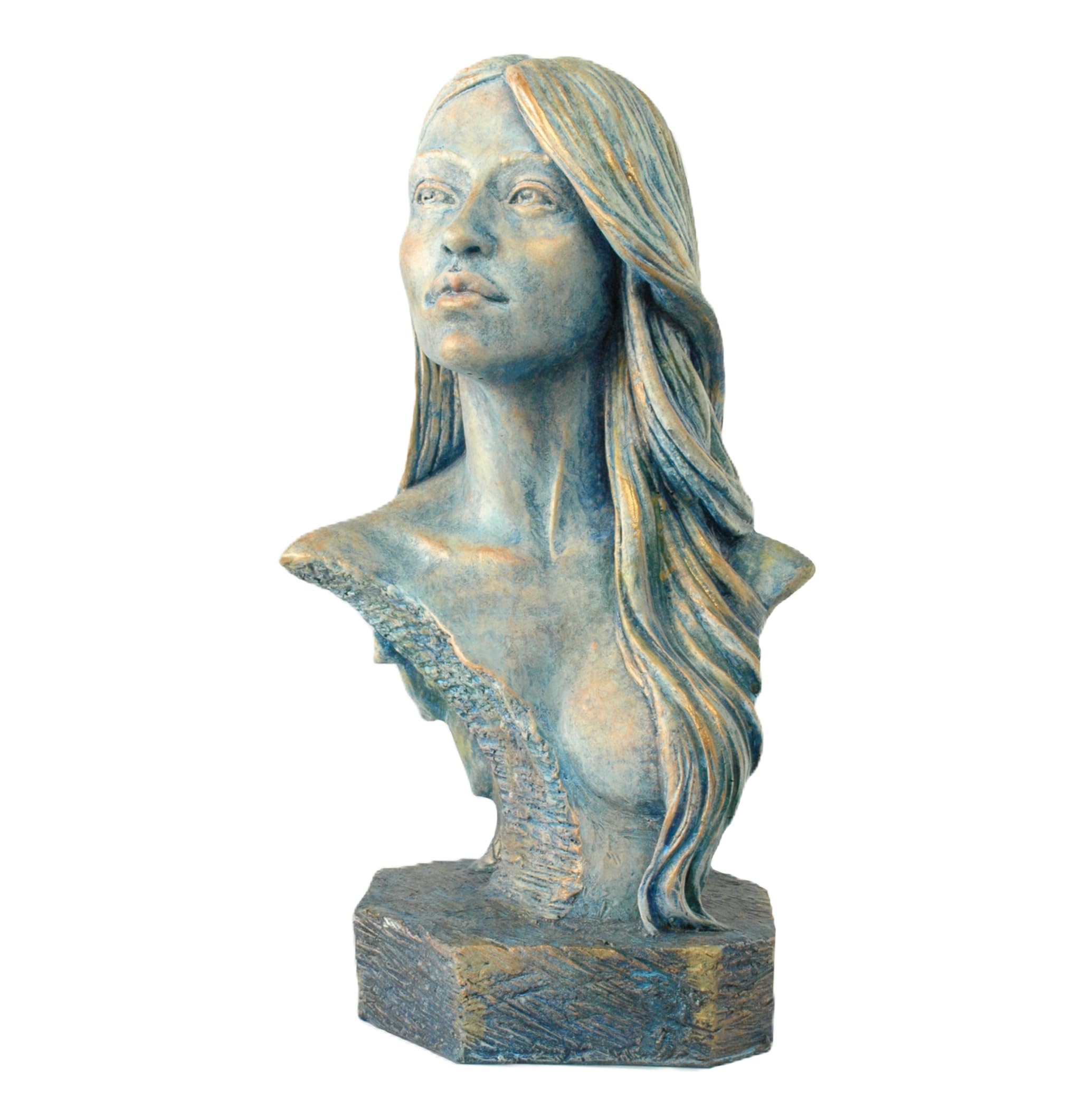 Escultura Decorativa Mujer – Busto Femenino en Resina Acrílica Hecho a Mano, Figura Artística para Decoración del Hogar, Escultura Moderna de Mesa o Estantería, Regalo Original (Azul Vintage)