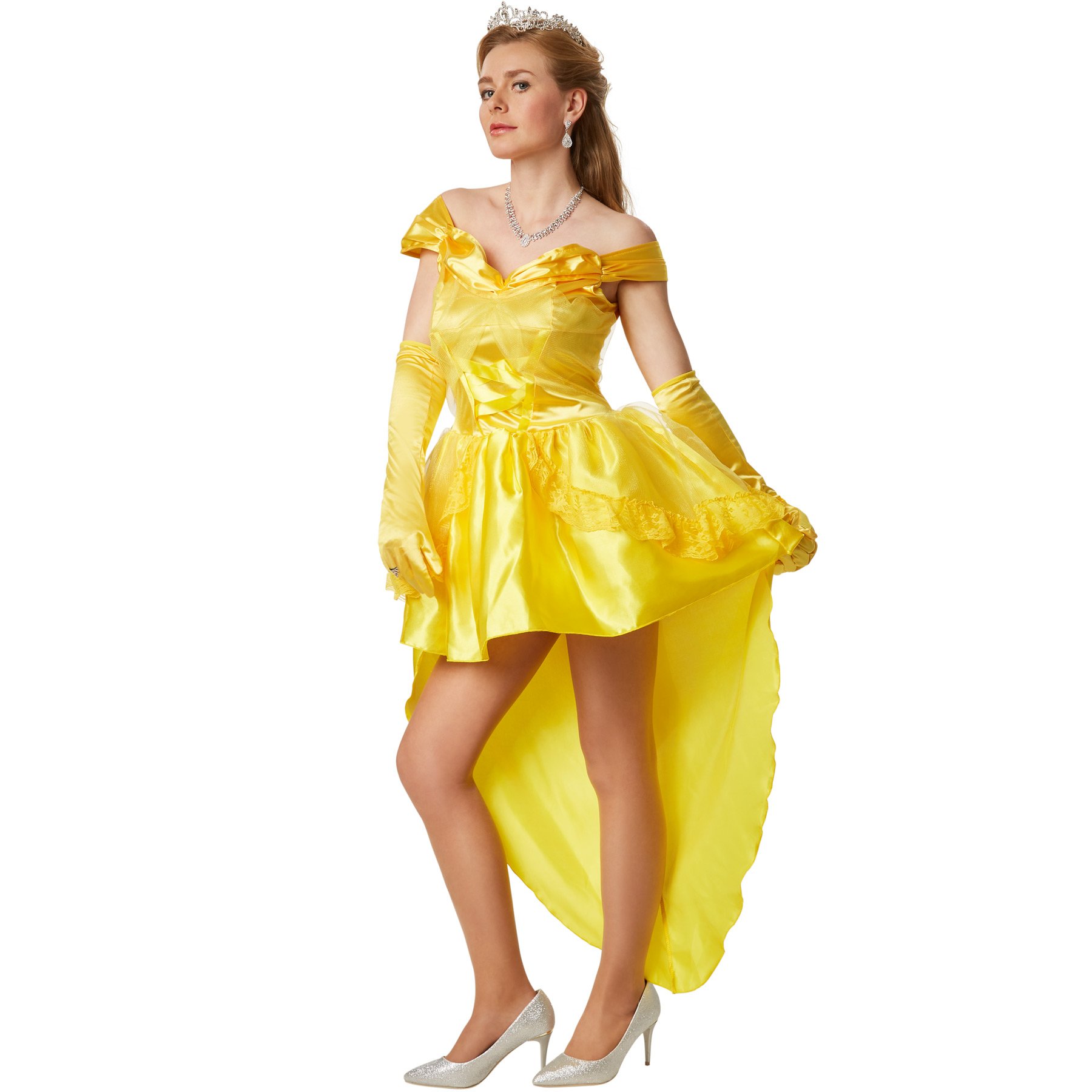 dressforfun Costume da donna Sexy Principessa Belle | Sensuale abito high-low con spalline | Integrata sottogonna con tulle (S | No. 301868)