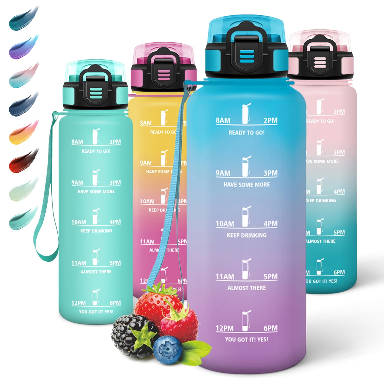 Motswedi Borraccia 1500ml, a Prova di Perdite, Borraccia con Cannuccia, Reutilizables, Bottiglia Acqua, Senza BPA, Borracce per Scuola, Palestra, Ufficio, Yoga, Sport, Blu Viola