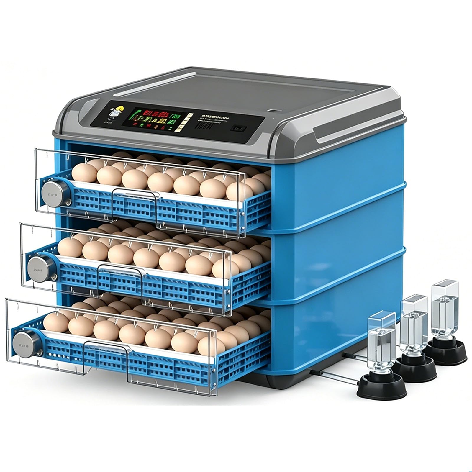 Incubatrice Automatica Grande capacità 256 Uova,Macchina per Cova Pollame Digitale con Girauova Automatico,Schermo LED E Controllo Temperatura umidità,per Uso Domestico E Fattoria 192