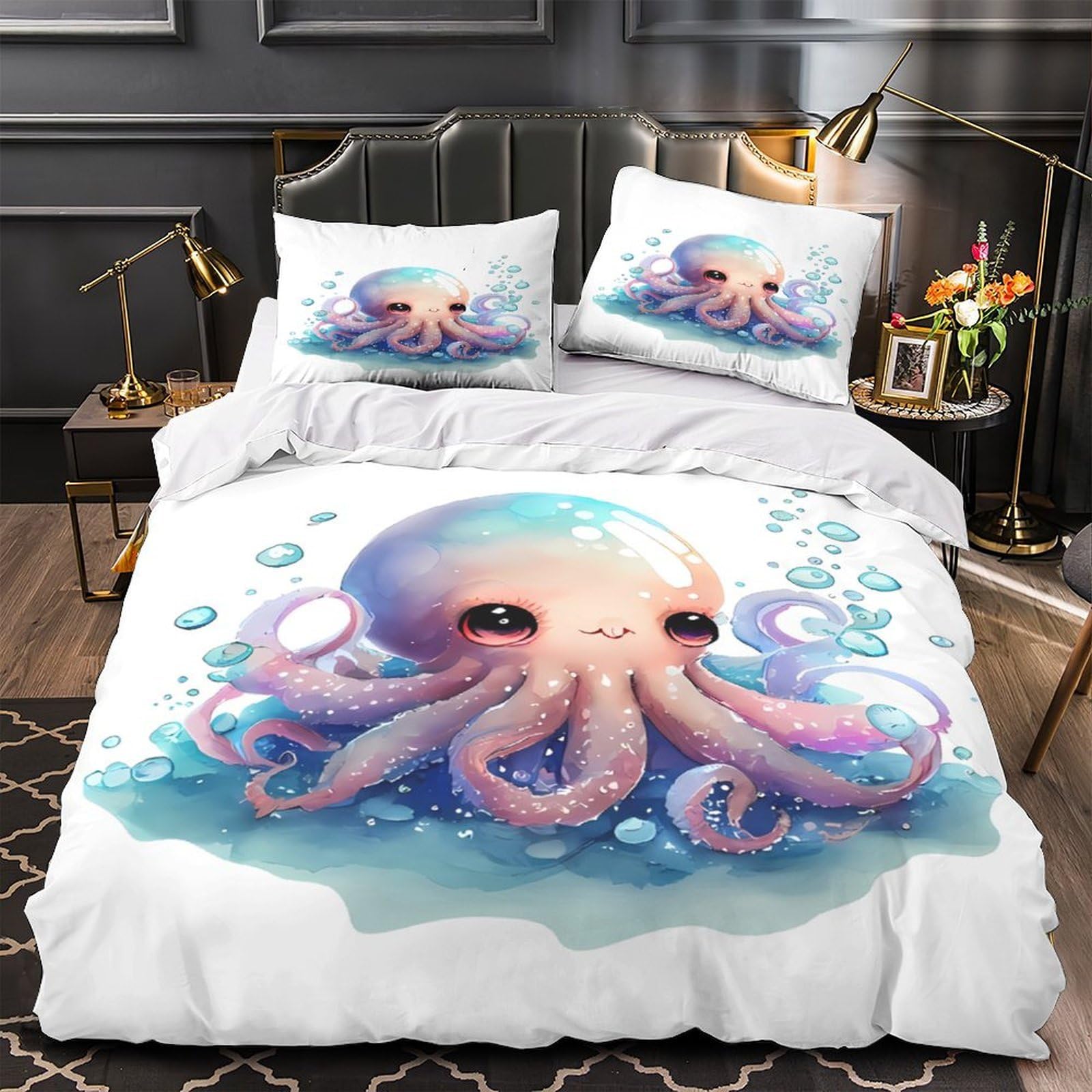 Parure de lit king 220x240 housse de couette microfibre imprimée 3D