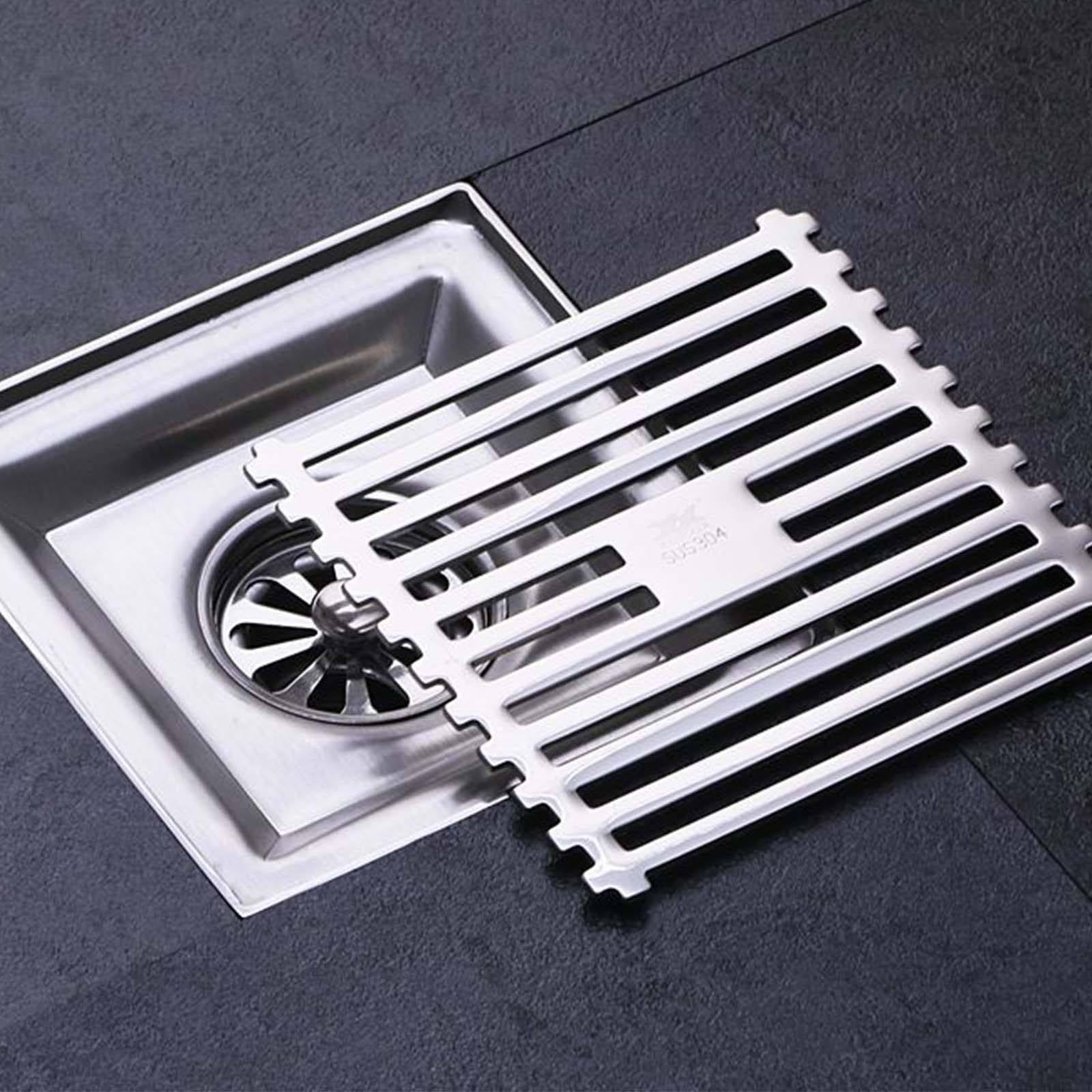 Desague Ducha Acero Inoxidable Desagüe de Suelo Luz Brillante Sumidero Ducha Cuadrado Piso Desagüe Ducha 150 * 150mm Canal de Ducha Adecuado para Hogar, Exterior y Villa