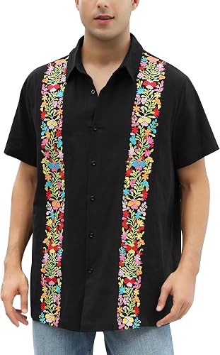 Guayabera Shirts for Men Embroidered Traditional Fiesta Outfit Short Sleeve Butt