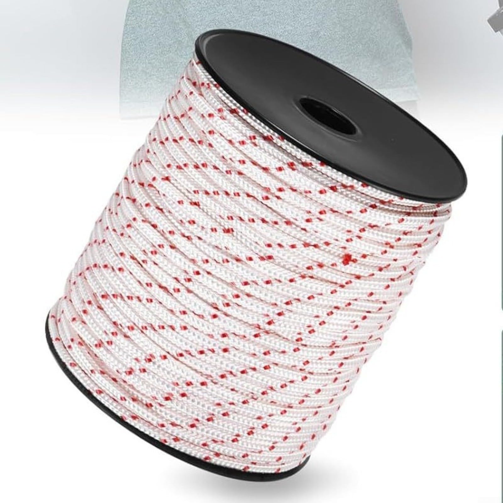 Corda di avviamento a strappo in nylon a 16 fili, 6 mm x 100 m, ricambio per tosaerba, motosega, decespugliatore, cavo di avviamento bianco