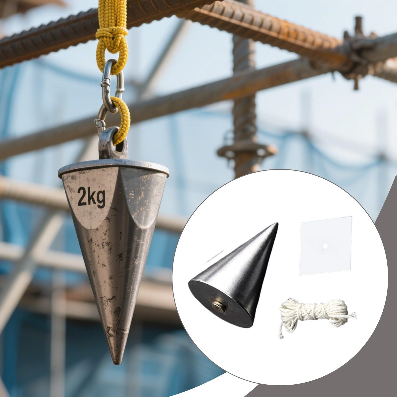 MagiDeal Fil à plomb, outil de mesure vertical pour bâtiment, quincaillerie professionnelle, maillet de mesure pour travaux de maçonnerie, menuiserie, avec Fil 500g