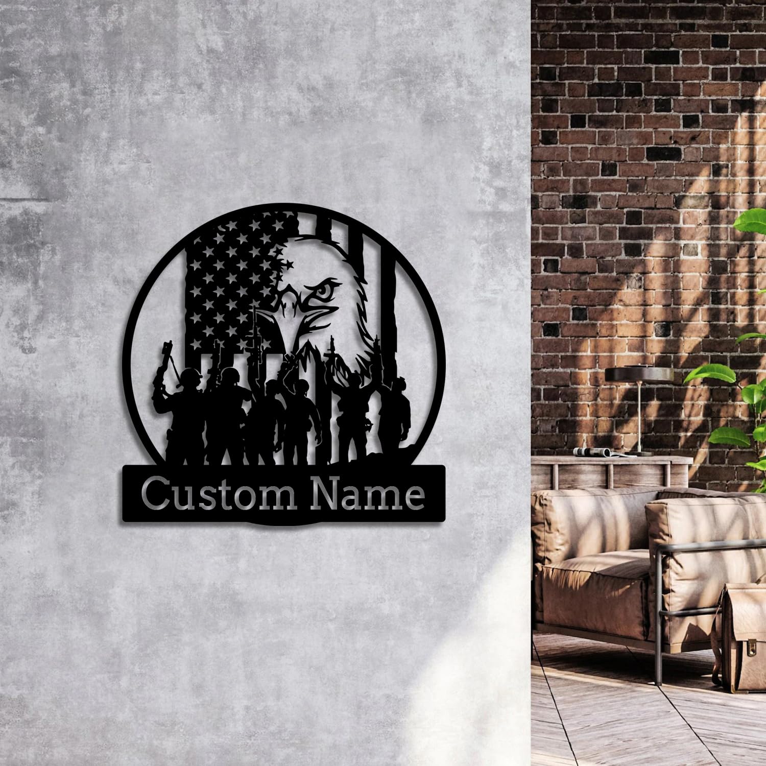 Houdoum Black Personalized Soldier Metal Wall Decorations, Customized Soldier Name Metal Art Signs, Personalized Soldier Metal Wall Decorations, Soldier Wall Decorations, Soldier Metal Wall Sign (Soldier D)