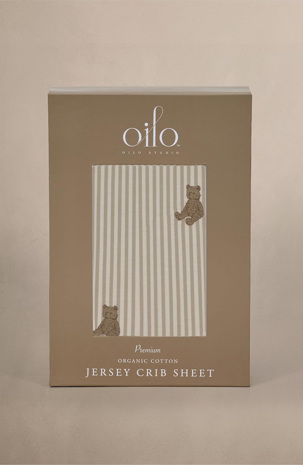 Oilo Crib Sheet, Breathable, Fitted, Organic Cotton Jersey, 300-Thread, Machine Wash, Fits Standard Crib (28" x 52" x 6"), Toddler Bedding, Heirloom Organic Collection, Bear