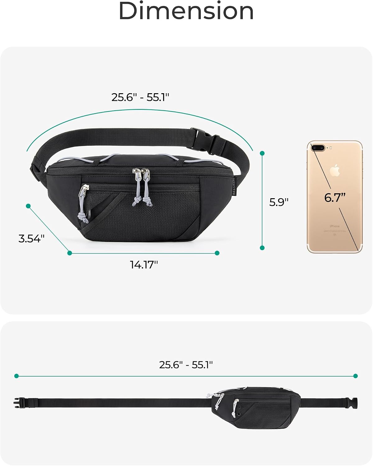BAGSMART Large Capacity Fanny Packs for Women, Adjustable Fashion Waist Packs with Multiple Pockets, Durable Belt Bag for Traveling Workout Hiking, Black