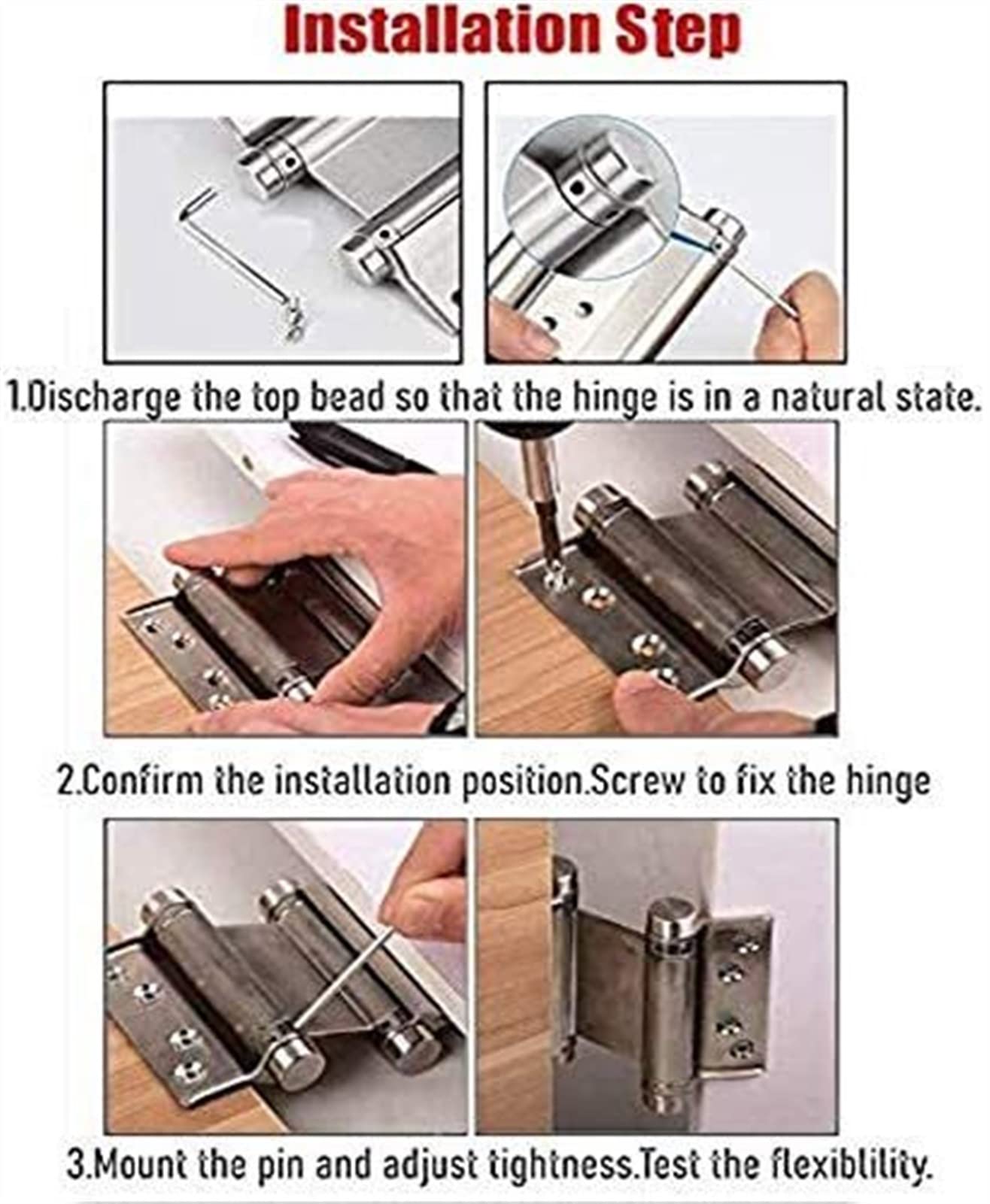 2 Paia di Cerniere a Molla a Doppia Porta a Doppia Porta in Acciaio Inox 3 Pollici chiudono automaticamente la Porta, Cerniere a Doppia Molla Aperta Sia all'Interno Che all'Esterno (Size : 5 inch)