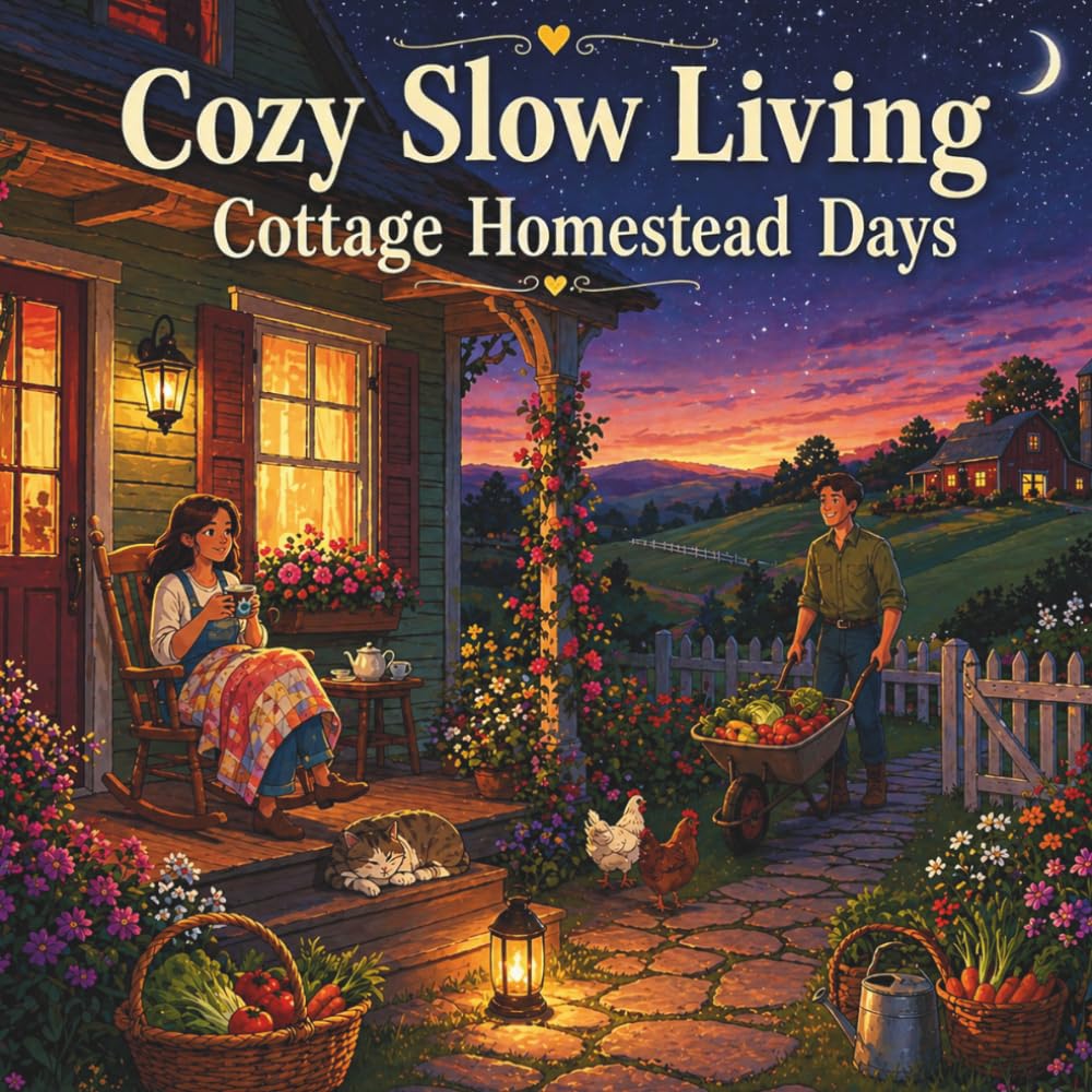 Cozy Slow Living: Cottage Homestead Days: Charming Coloring Pages of Rustic Home Comforts, Garden Harvests, Baking, Farm Animals, Handmade Traditions ... Country Escapes (Cozy Slow Living Series)