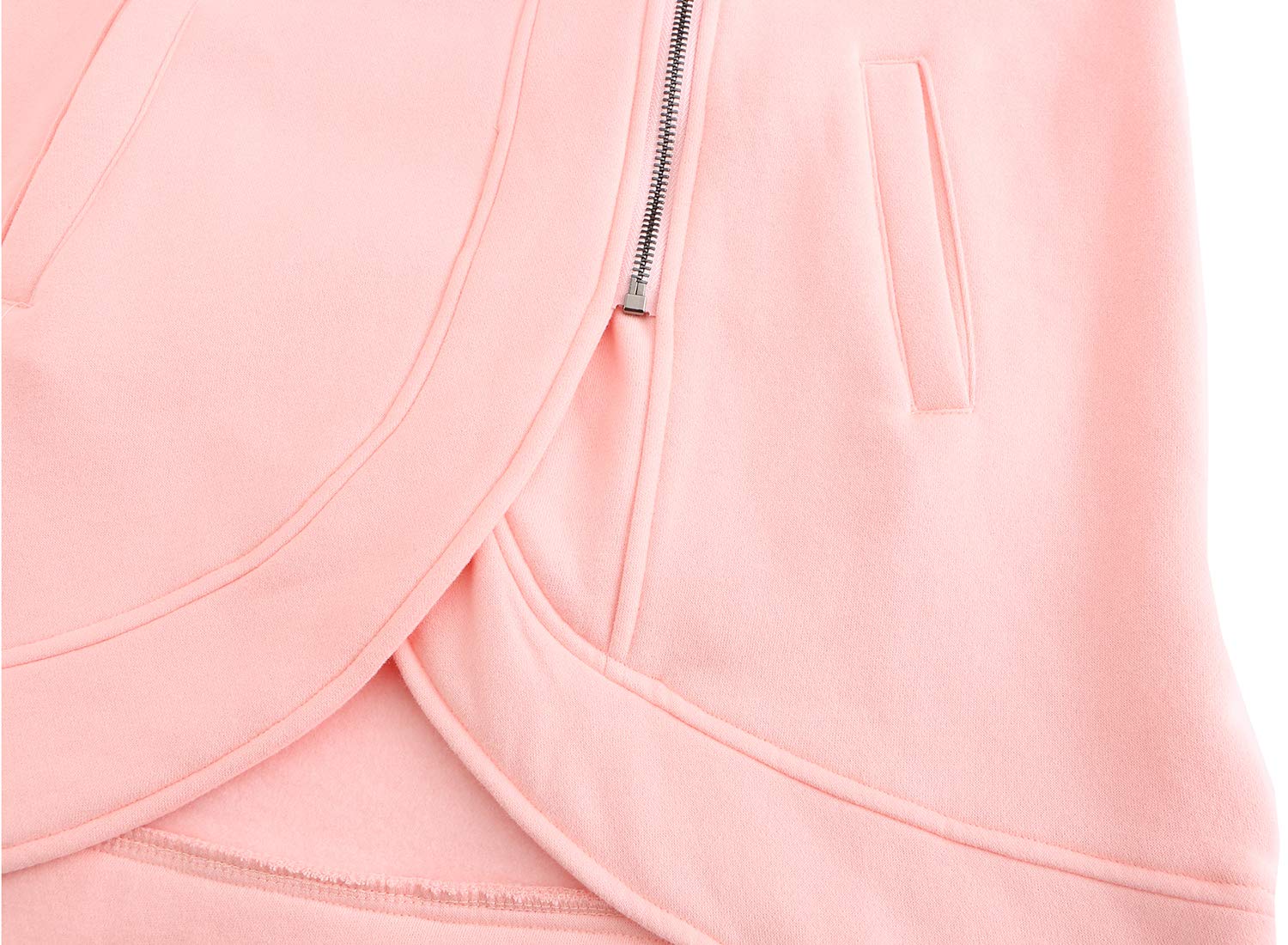 ELFIN Damska długa bluza z kapturem, zapinana na zamek błyskawiczny, na jesień, zimę, bluza z zamkiem błyskawicznym, Rosa, S