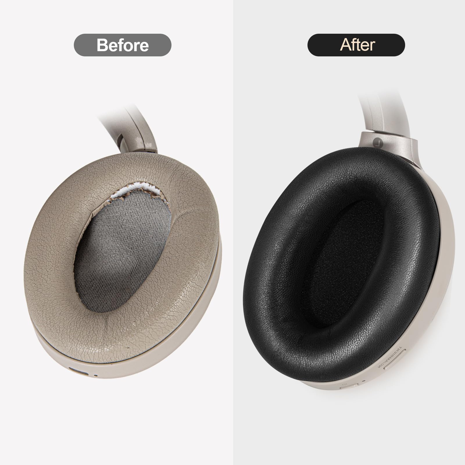 Coussinets de rechange en cuir d'agneau véritable pour casque Sony WH-1000XM3, cache d'oreille amélioré pour XM3, avec cuir doux au toucher, mousse d'isolation phonique