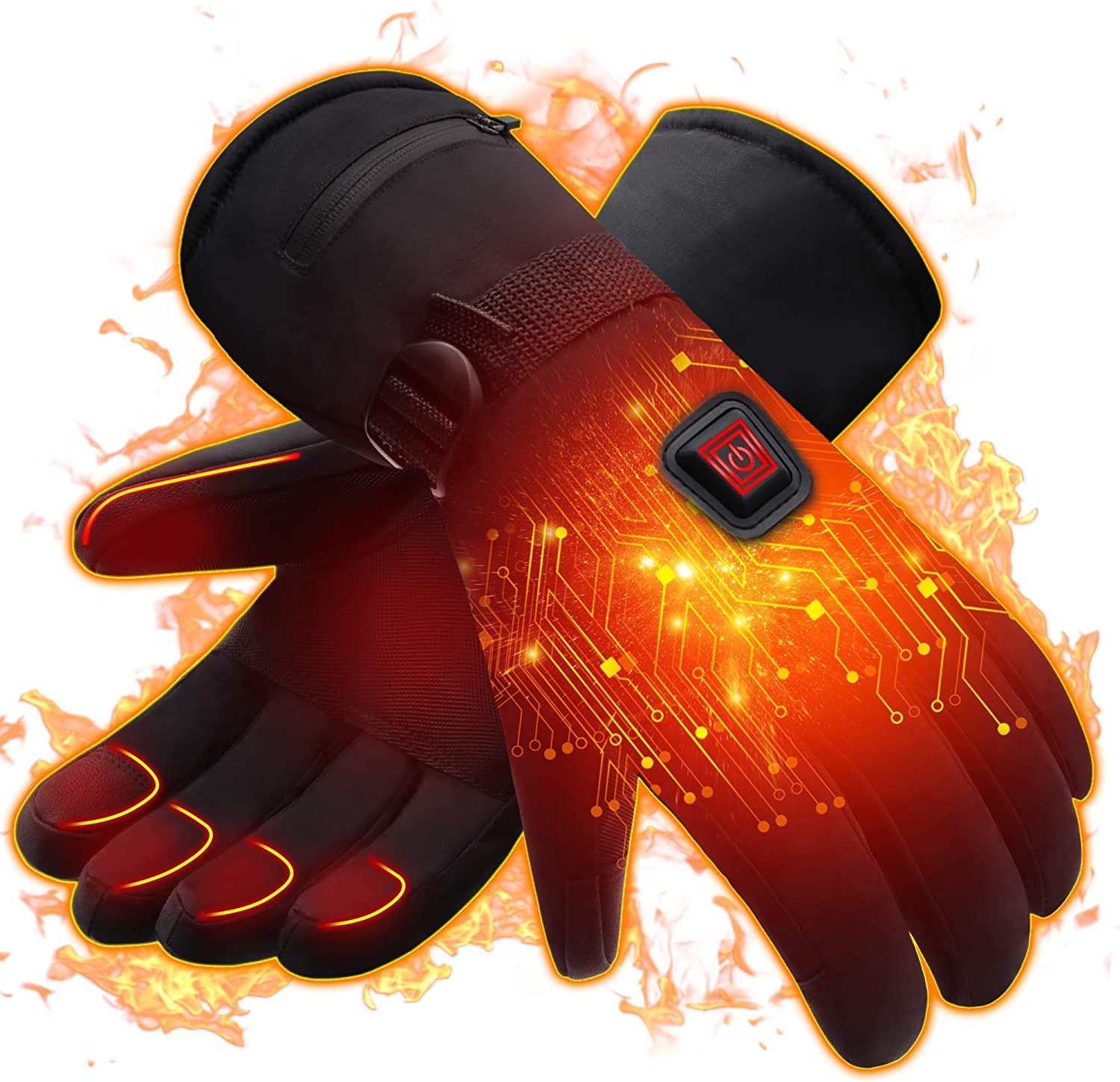 Guanti Riscaldati Invernali USB Elettrici - Touch Screen Guanti Uomo Donna Scaldamani con Riscaldamento delle Dita, 7,4V 4000 MAh Batteria Ricaricabile per la Caccia Pesca Sci Moto Ciclismo - L (L)