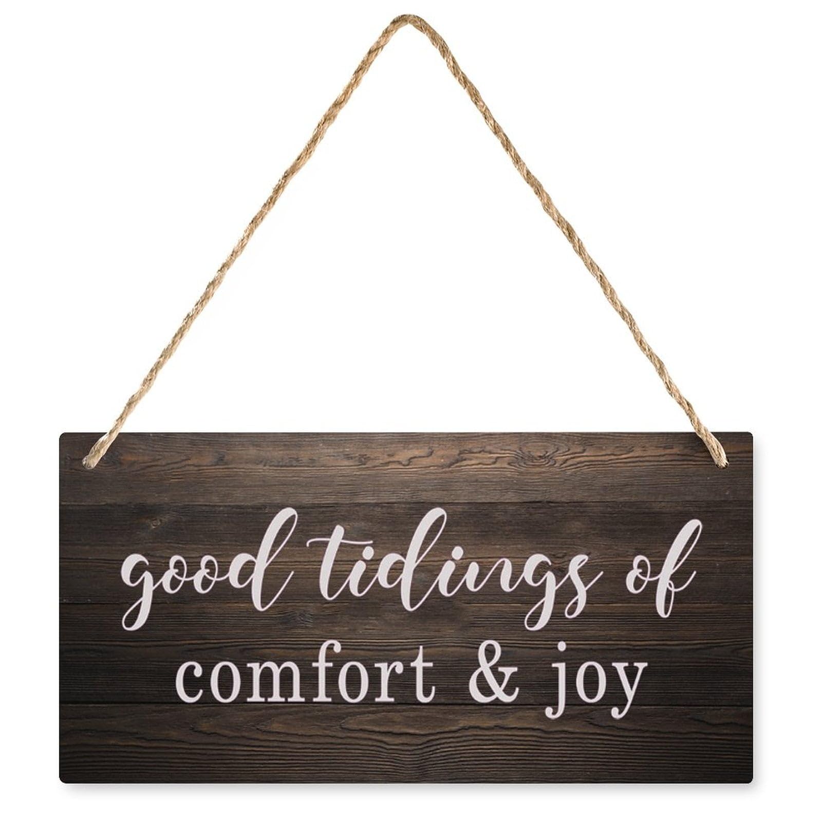 Christmas Joy Wood Sign - Good Tidings of Comfort and Joy | Rustic Hanging Decor for Farmhouse Living Room & Thanksgiving | Ideal for Christmas Holiday Styling | 12X6 Inch