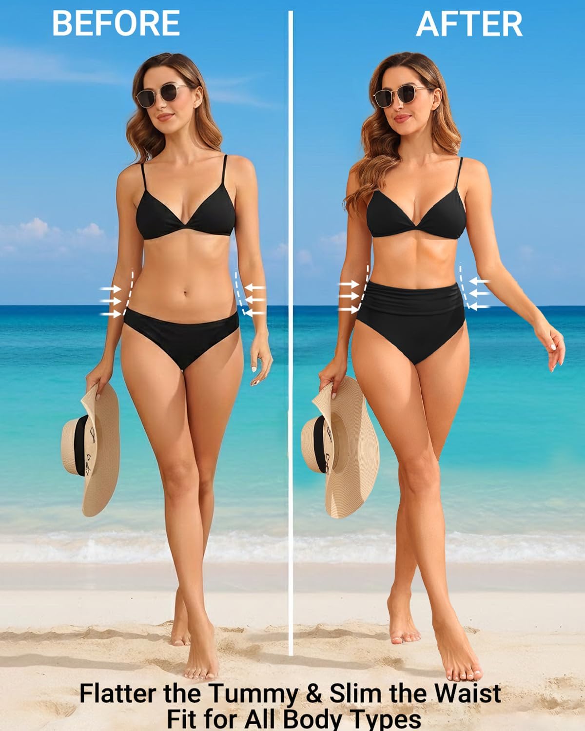 Holipick Women High Waisted Bikini Bottoms Tummy Control Swimsuit Bottom High Cut Bathing Suit Swim Bottom - Image 4