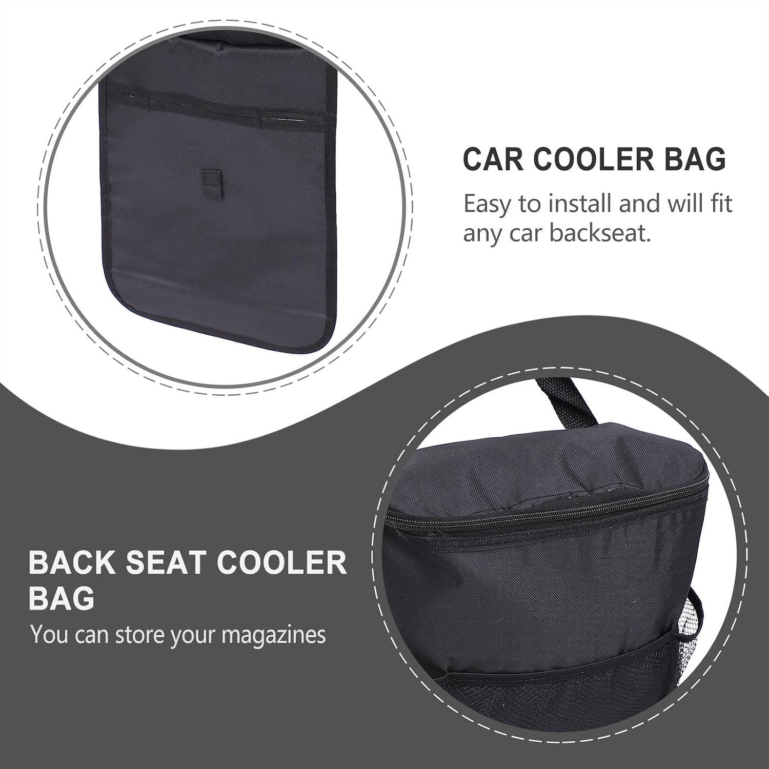 Car Seat Back Cooler Bag Insulated Multi-pocket Hanging Organizer Storage Bag with Headrest Hooks for Travel and Daily Use image 3