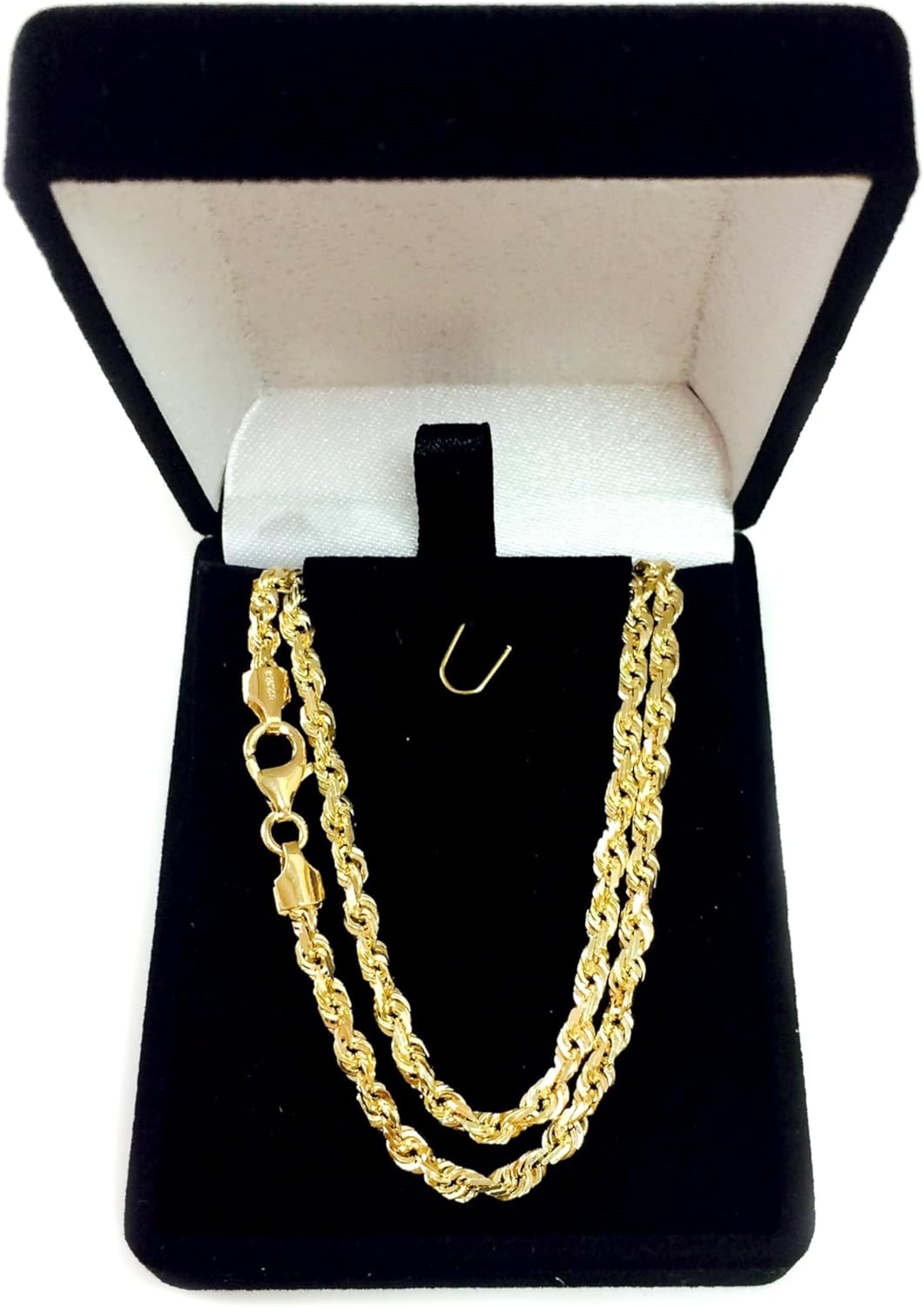 Jewelry Affairs 10k Yellow Solid Gold Diamond Cut Rope Chain Necklace, 3.5mm - Image 5