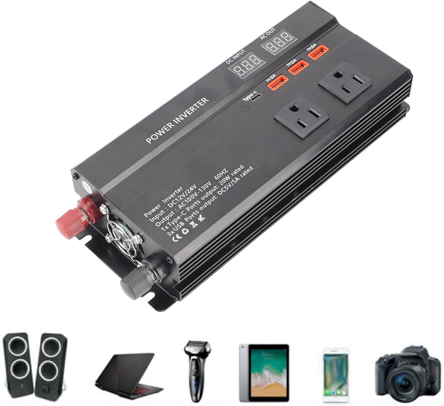 12V to 120V Power Inverter 700W Continuous / 4000W Peak, Car Inverter with LCD Display and USB Ports for Small Electronics(Not for High-Power Appliances)