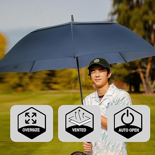 Miniatura 7 de SIEPASA Paraguas de golf grande de 626872 pulgadas, paraguas de golf de apertura automática, extra grande, doble toldo ventilado, resistente al